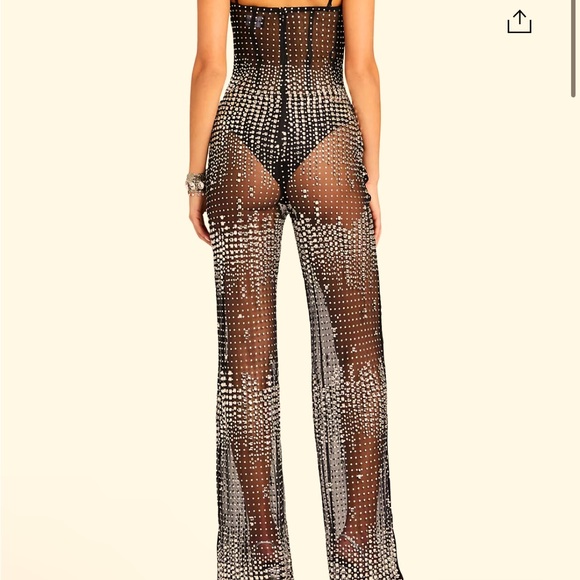 Sheer jumpsuit - Black sheer crystals - Picture 1 of 5